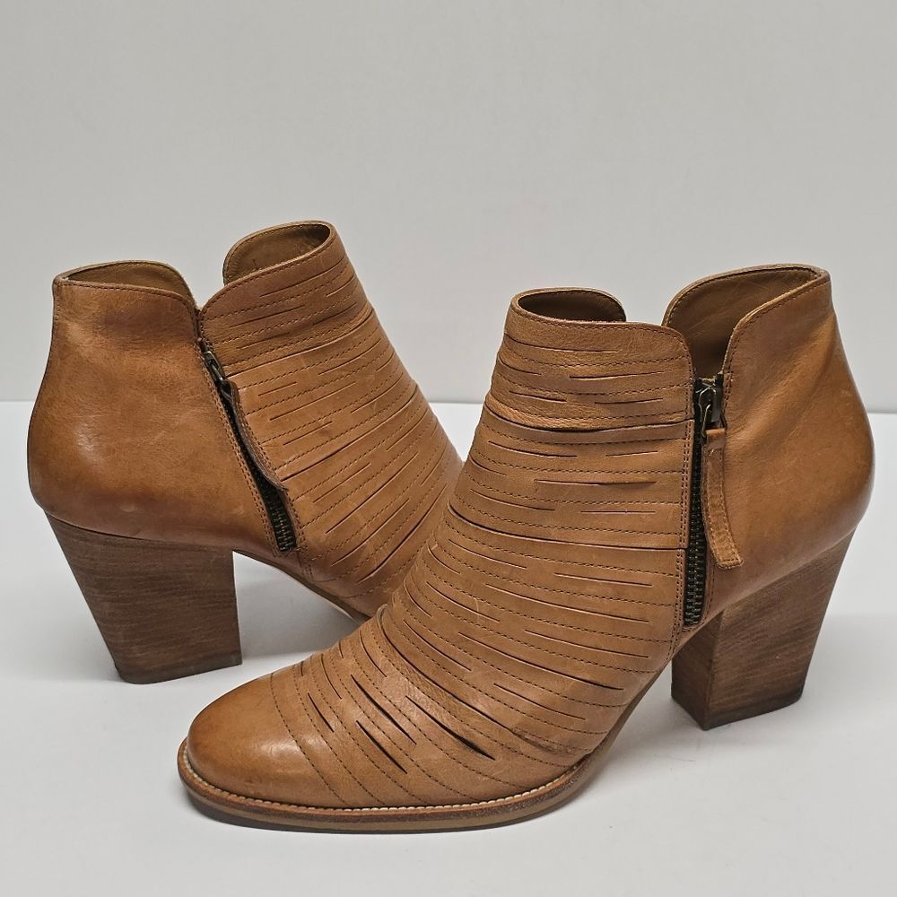 Paul Green Malibu Sliced Zip Bootie Tan Brown Leather US 10